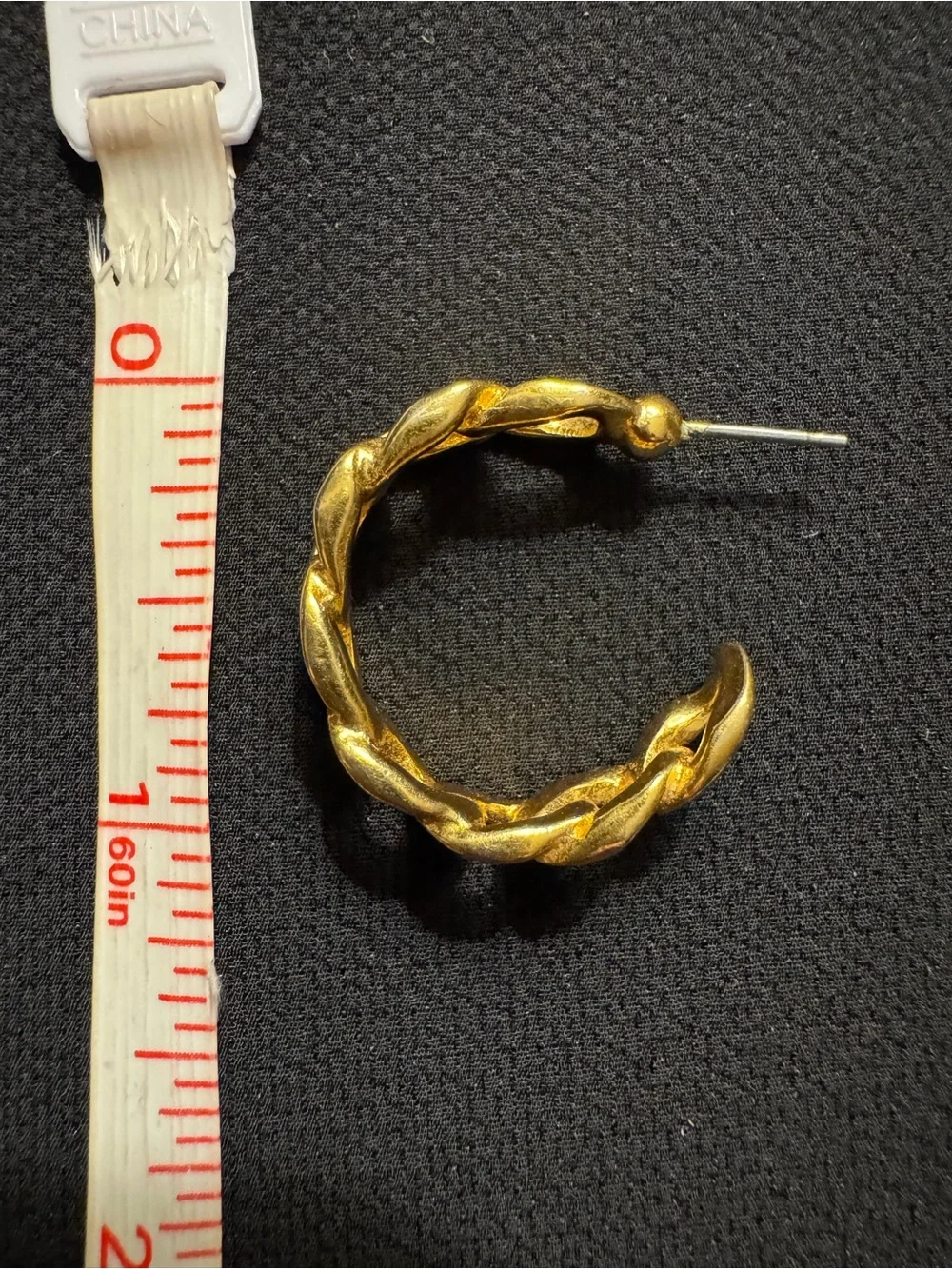 Gold Tone Chunky Curb Link Half Hoop Earrings